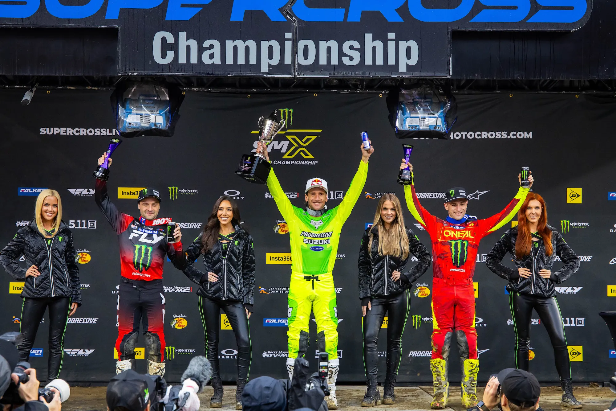 450SMX Class Podium (left to right): Cooper Webb, Ken Roczen, and Justin Cooper