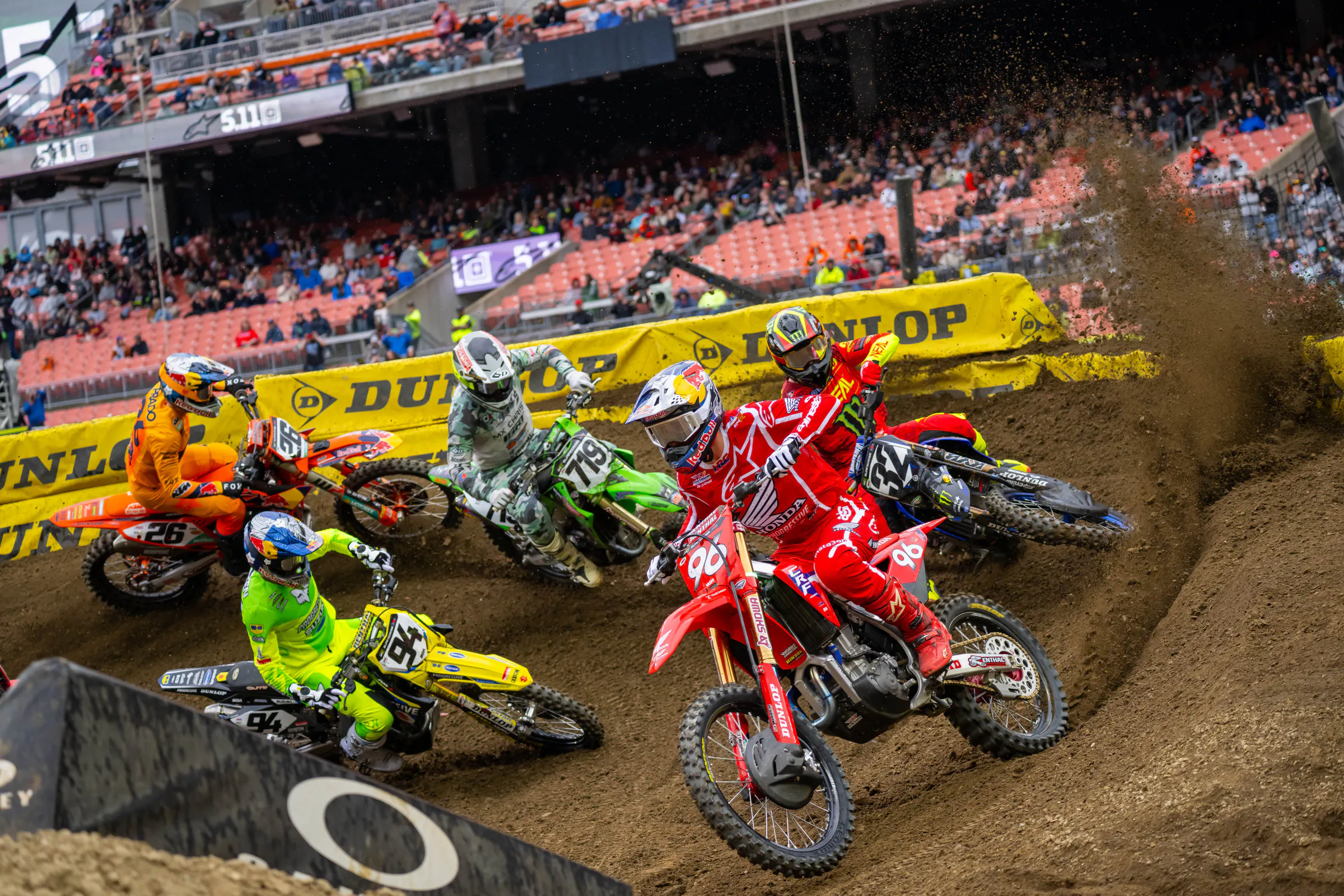 The current murderer's row of starters in supercross, and Hunter had the best start of all of them early in Cleveland. He checked out from there. This was not at all an indication of how the rest of the day would go.