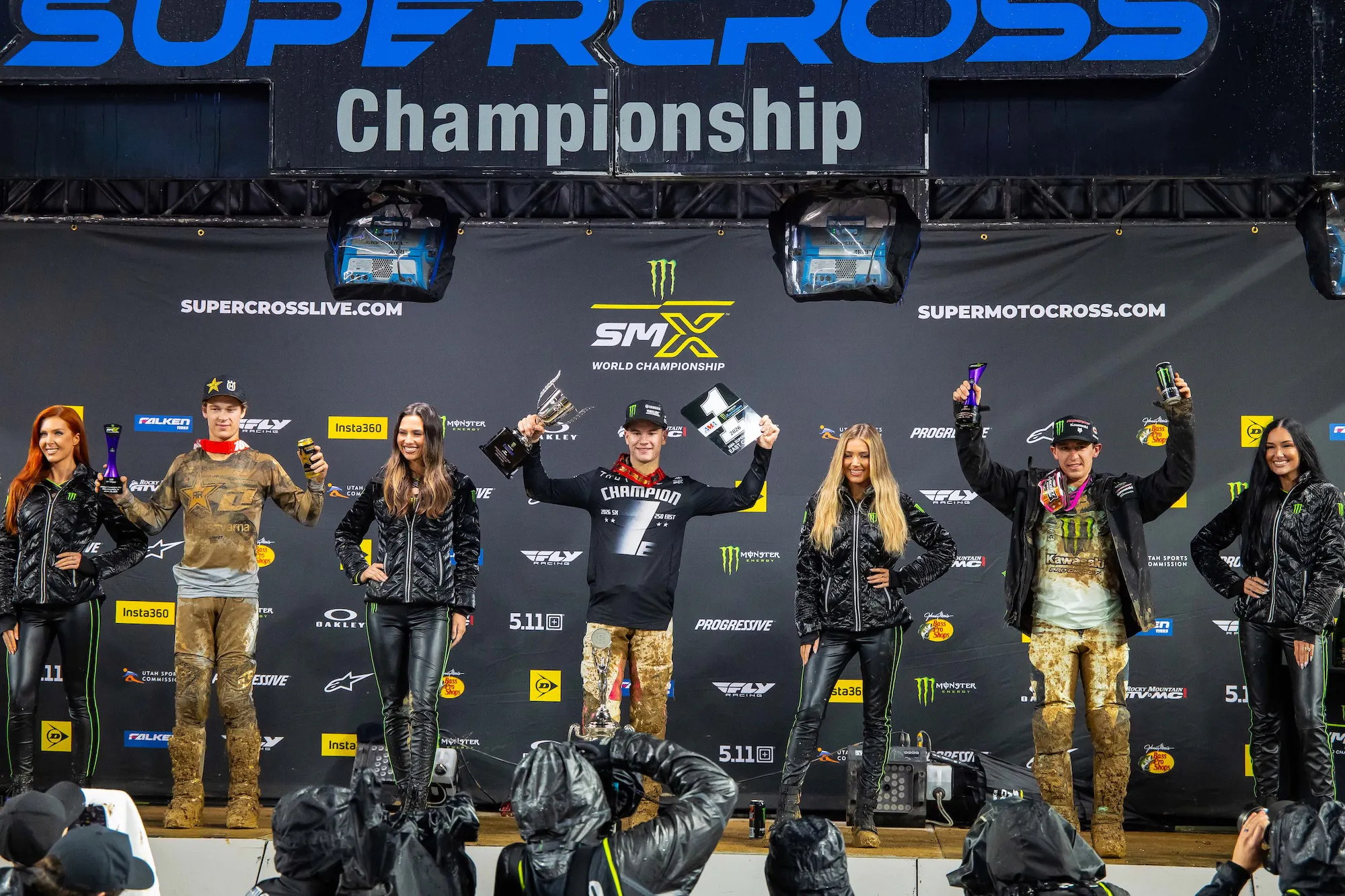 Eastern Divisional 250SMX Class Podium (left to right) Daxton Bennick, Cole Davies, and Seth Hammaker