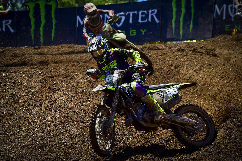 Remember Guillem Farres? The Spaniard had a brief run in the U.S. with Monster Energy Yamaha Star Racing and Rockstar Energy Husqvarna, but injuries kept him away from the races. He found a spot with Triumph last year in MX2 and is making the most of it now.