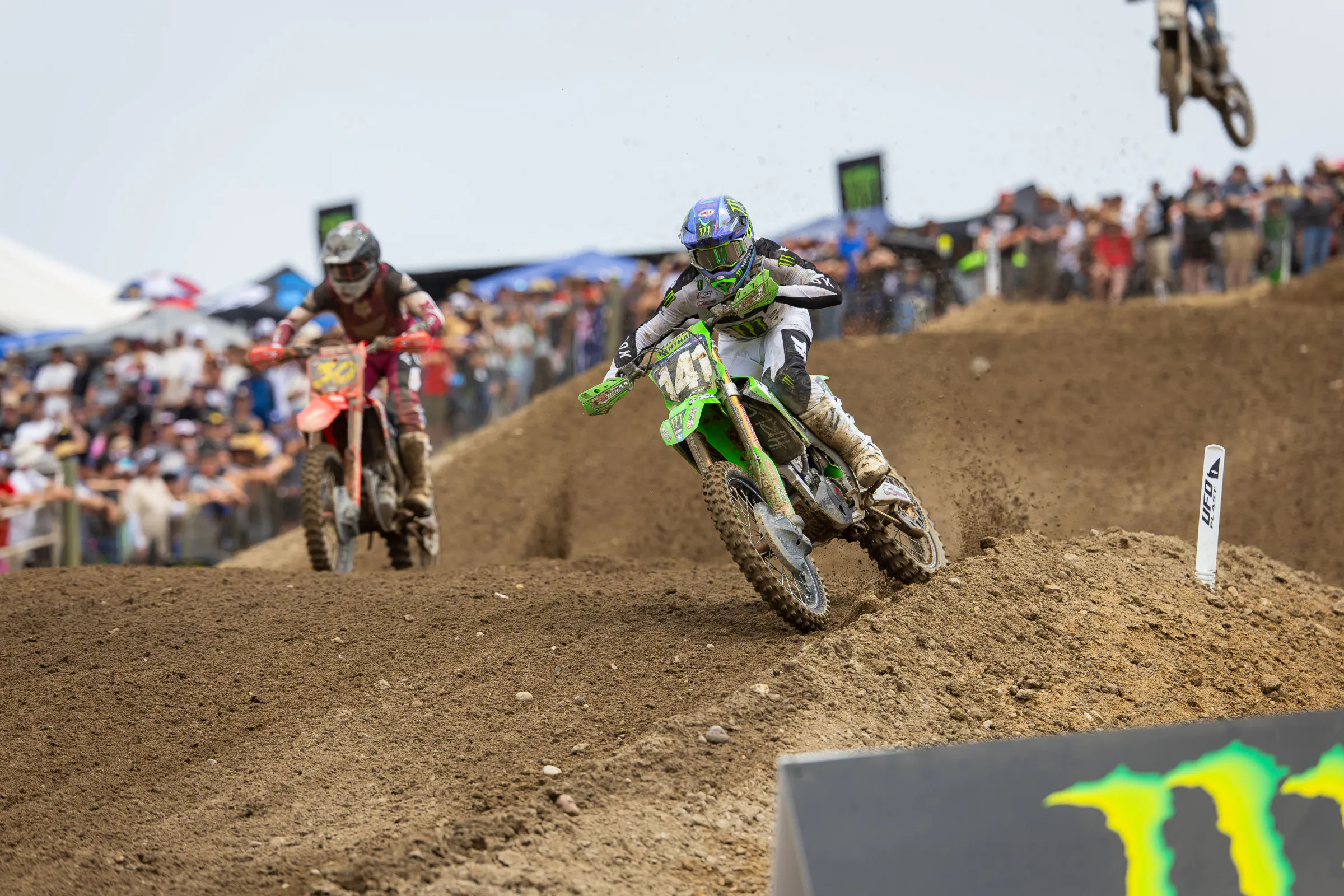 Shimoda had a long and intense battle with Romano in the first moto.