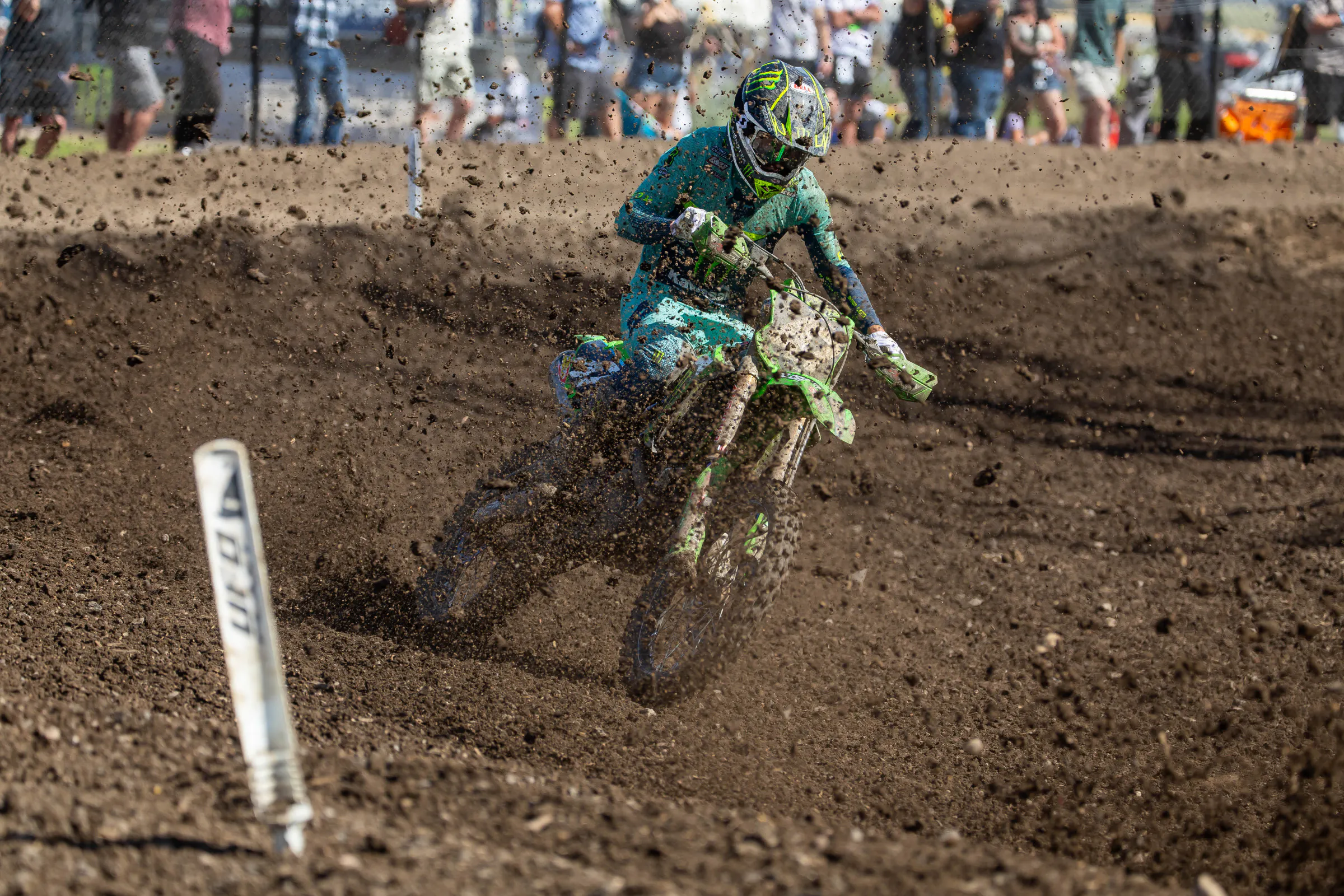 Kitchen was forced come from behind after going down on the start of the second 250 moto.