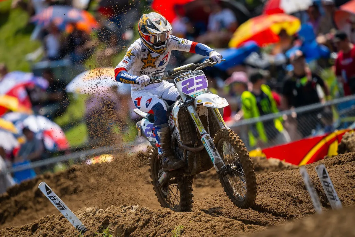 Gibson got side-by-side with Wood on the last lap of moto one but couldn't make it stick.