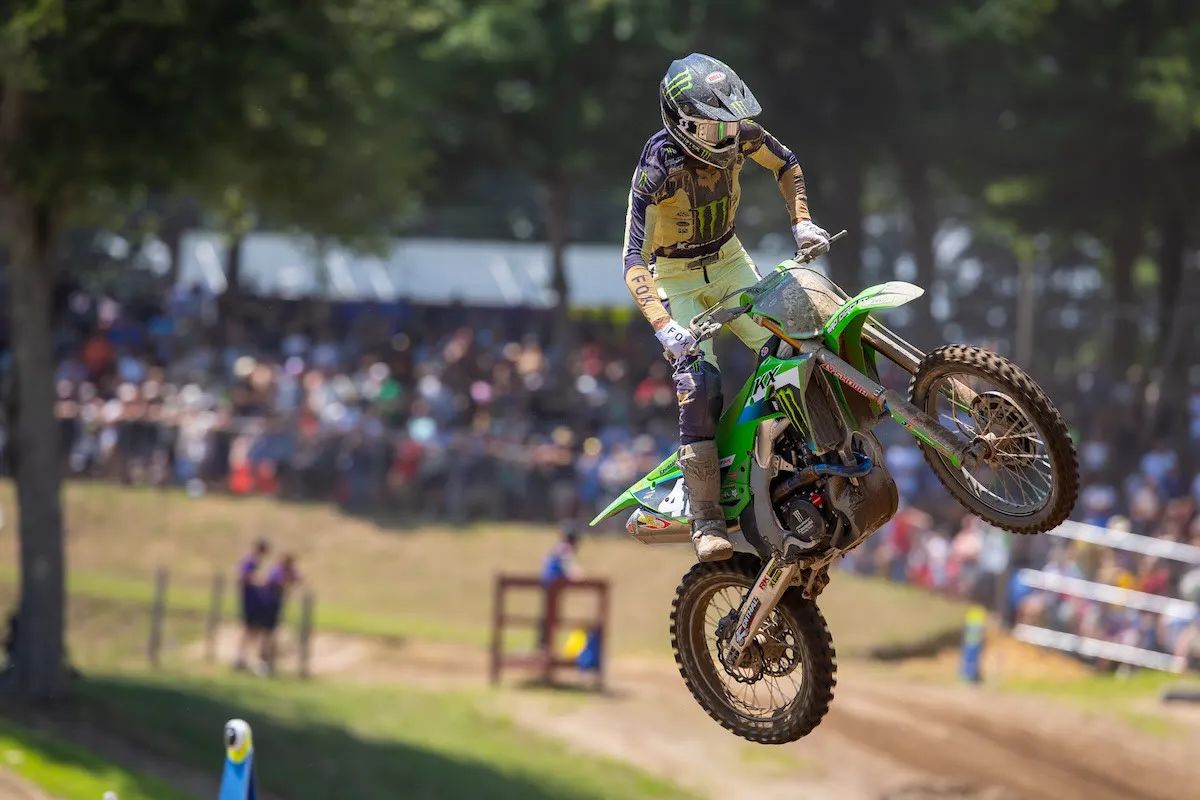 Kitchen scored a much-needed second place in moto one, which temporarily put him back into the series' points lead.