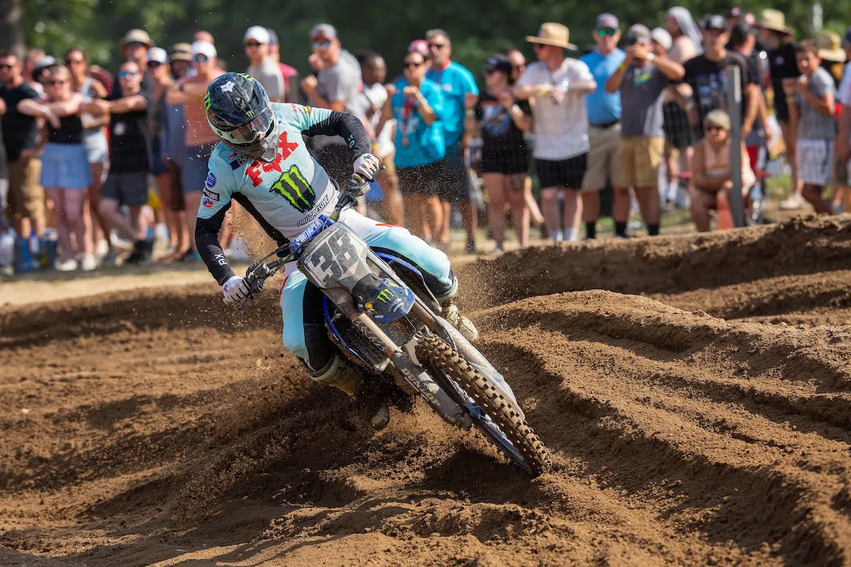 Deegan also took advantage of Hunter's tumble to finish second, his best moto result of the year. Jorge Prado dug deep to try to get Deegan on the last lap but the rookie held him off.