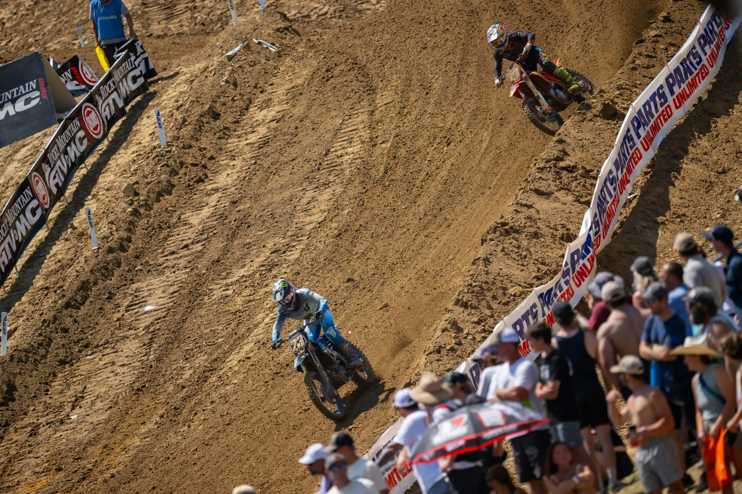 Mosiman rode great in the first moto, but couldn't quite hold off Beaumer at the end.