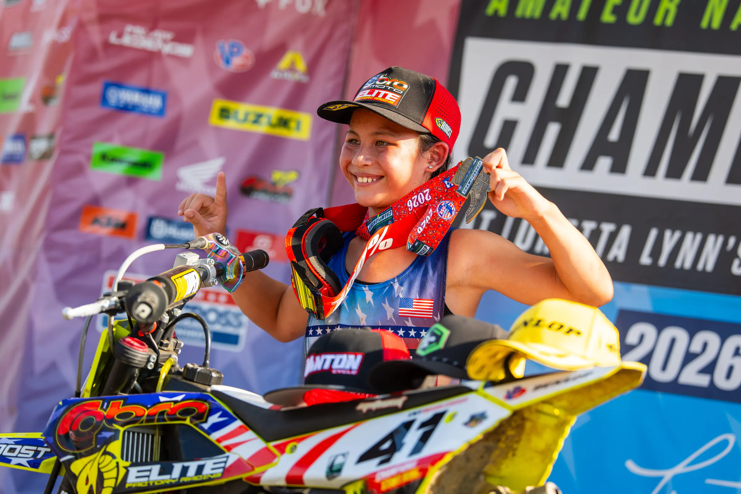 Yumena Berning continues to impress against the boys, winning a moto in the 65cc (10-11) class.