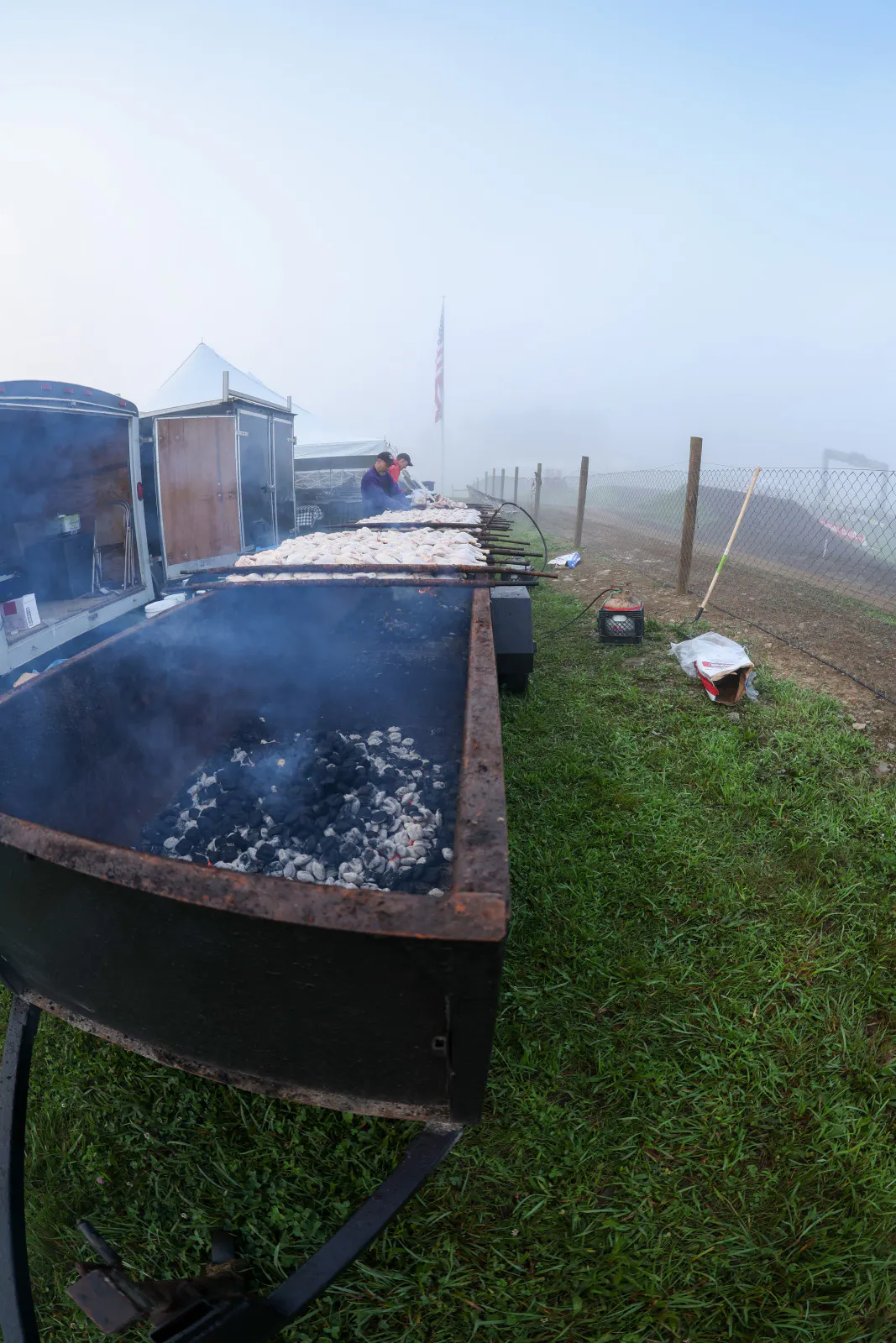 A staple of race day at the Unadilla National: seeing the smoke from the infield grills as breakfast is served up!