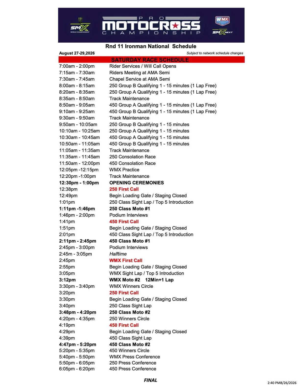 Ironman National race schedule